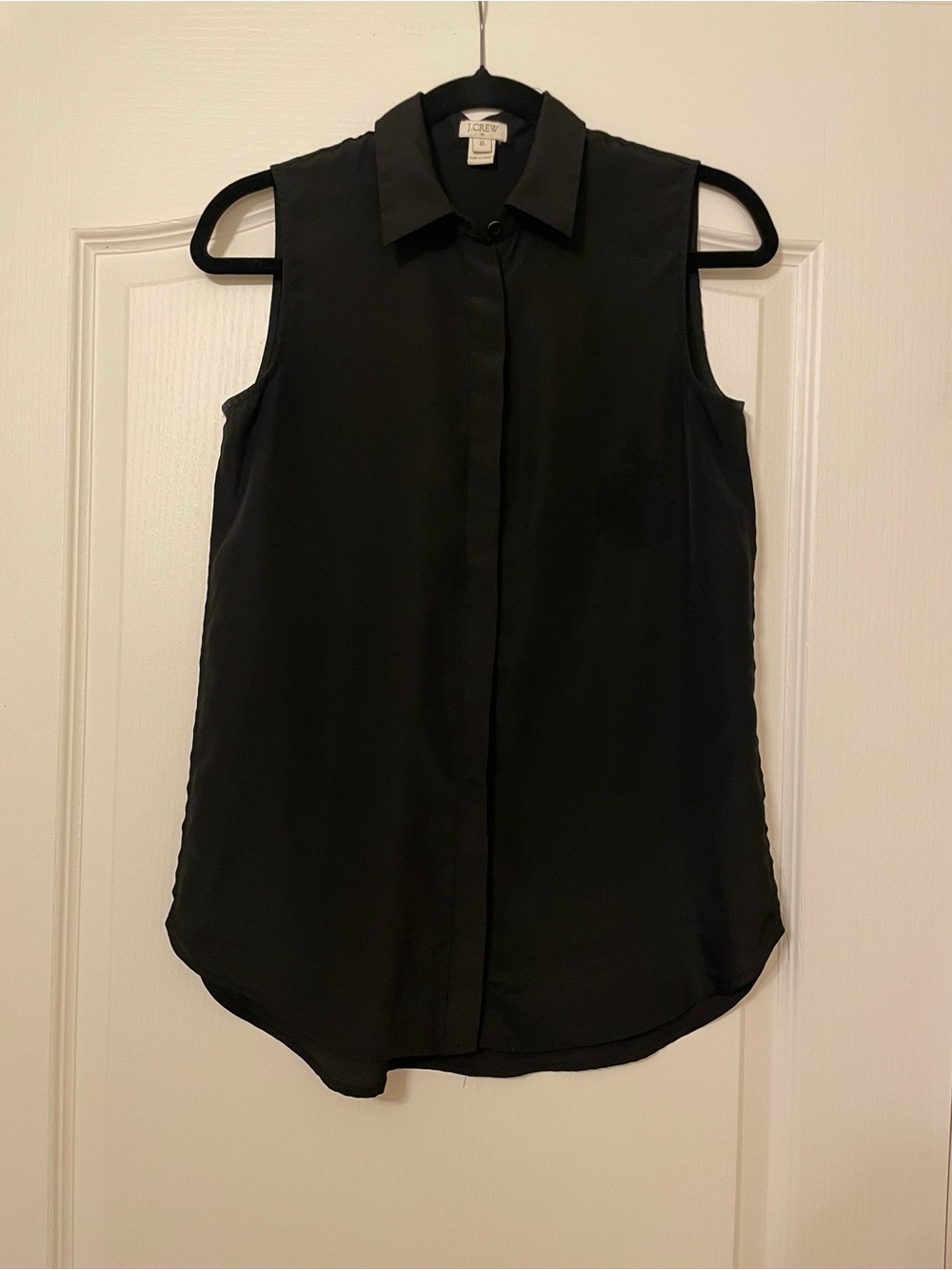 J. Crew Black Sleeveless Button-Front Collared Top